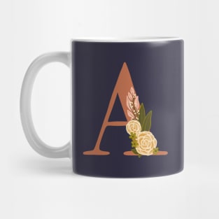 Floral Monogram Letter A Mug